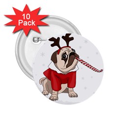 Pug Xmas 2 25  Buttons (10 Pack)  by Valentinaart