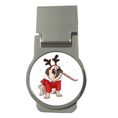 Pug Xmas Money Clips (round)  by Valentinaart