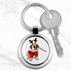 Pug Xmas Key Chains (round)  by Valentinaart