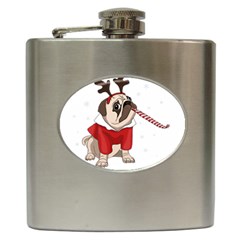 Pug Xmas Hip Flask (6 Oz) by Valentinaart