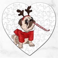 Pug Xmas Jigsaw Puzzle (heart) by Valentinaart