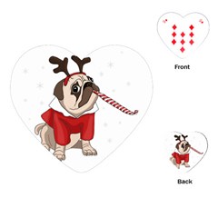 Pug Xmas Playing Cards (heart)  by Valentinaart