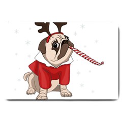 Pug Xmas Large Doormat  by Valentinaart