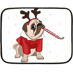 Pug Xmas Fleece Blanket (mini) by Valentinaart