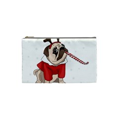 Pug Xmas Cosmetic Bag (small)  by Valentinaart