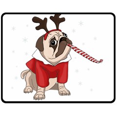 Pug Xmas Fleece Blanket (medium)  by Valentinaart