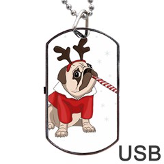 Pug Xmas Dog Tag Usb Flash (one Side) by Valentinaart