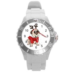 Pug Xmas Round Plastic Sport Watch (l)