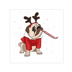 Pug Xmas Small Satin Scarf (square) by Valentinaart