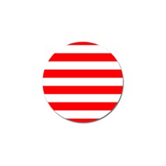 Christmas Red And White Cabana Stripes Golf Ball Marker by PodArtist