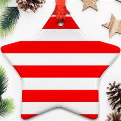 Christmas Red And White Cabana Stripes Star Ornament (two Sides)