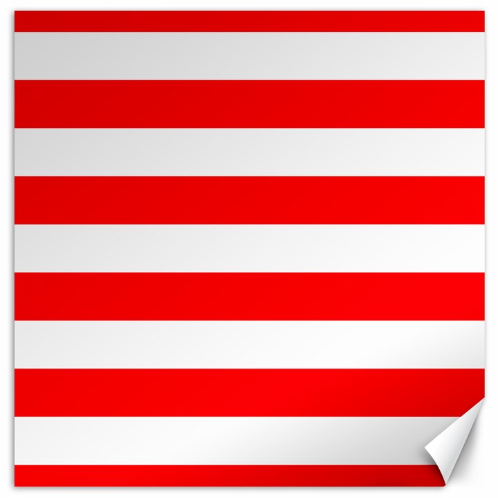 Christmas Red and White Cabana Stripes Canvas 16  x 16  