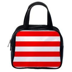 Christmas Red And White Cabana Stripes Classic Handbags (one Side) by PodArtist