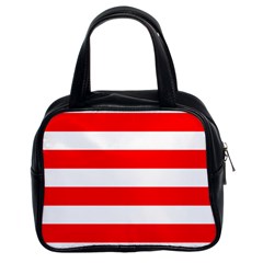 Christmas Red And White Cabana Stripes Classic Handbags (2 Sides) by PodArtist