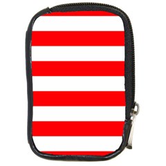 Christmas Red And White Cabana Stripes Compact Camera Cases by PodArtist