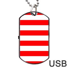 Christmas Red And White Cabana Stripes Dog Tag Usb Flash (one Side) by PodArtist