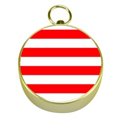 Christmas Red And White Cabana Stripes Gold Compasses by PodArtist