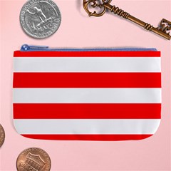 Christmas Red And White Cabana Stripes Large Coin Purse by PodArtist