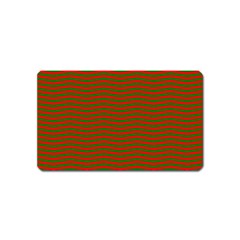 Christmas Red And Green Chevron Zig Zag Stripes Magnet (name Card) by PodArtist