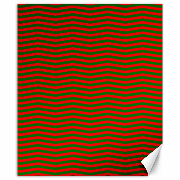 Christmas Red and Green Chevron Zig Zag Stripes Canvas 8  x 10 