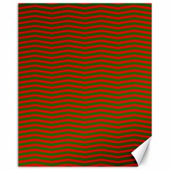 Christmas Red And Green Chevron Zig Zag Stripes Canvas 16  X 20   by PodArtist