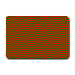 Christmas Red And Green Chevron Zig Zag Stripes Small Doormat  by PodArtist