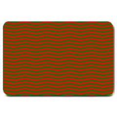 Christmas Red And Green Chevron Zig Zag Stripes Large Doormat  by PodArtist