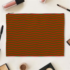 Christmas Red And Green Chevron Zig Zag Stripes Cosmetic Bag (xl) by PodArtist