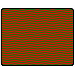 Christmas Red And Green Chevron Zig Zag Stripes Fleece Blanket (medium)  by PodArtist