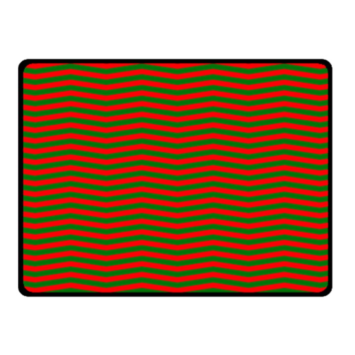 Christmas Red and Green Chevron Zig Zag Stripes Fleece Blanket (Small)