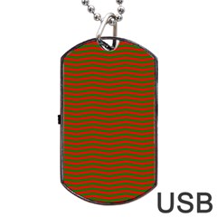 Christmas Red And Green Chevron Zig Zag Stripes Dog Tag Usb Flash (one Side)