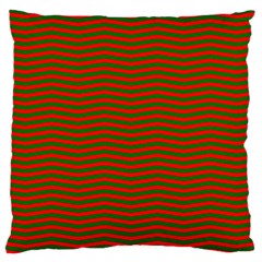 Christmas Red And Green Chevron Zig Zag Stripes Large Cushion Case (two Sides) by PodArtist