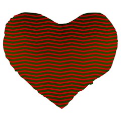 Christmas Red And Green Chevron Zig Zag Stripes Large 19  Premium Heart Shape Cushions by PodArtist