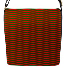 Christmas Red And Green Chevron Zig Zag Stripes Flap Messenger Bag (s) by PodArtist