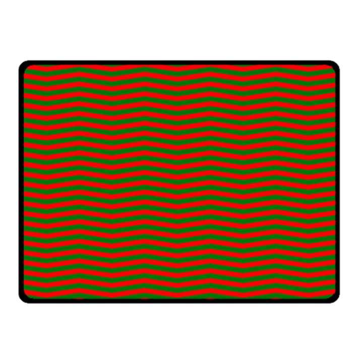 Christmas Red and Green Chevron Zig Zag Stripes Double Sided Fleece Blanket (Small) 