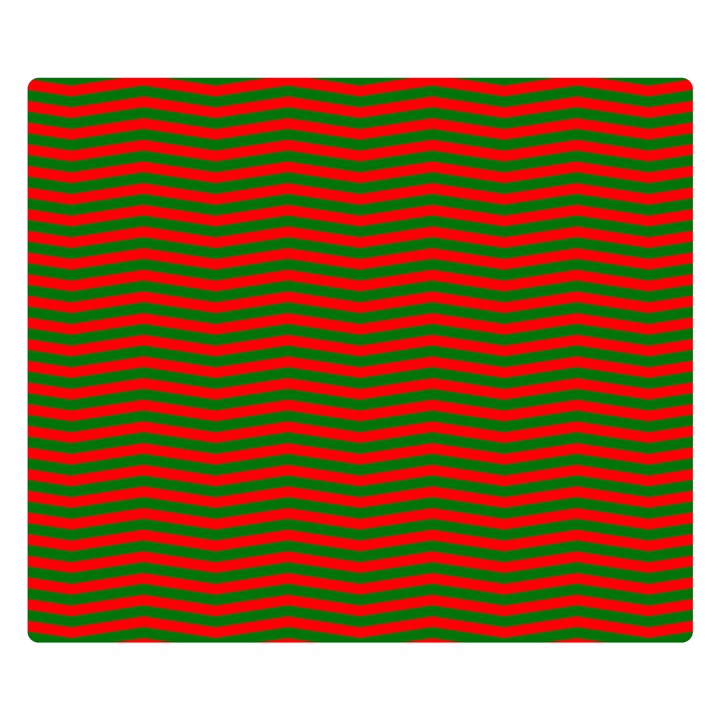 Christmas Red and Green Chevron Zig Zag Stripes Double Sided Flano Blanket (Small) 