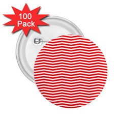 Christmas Red And White Chevron Stripes 2 25  Buttons (100 Pack)  by PodArtist