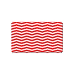 Christmas Red And White Chevron Stripes Magnet (name Card) by PodArtist