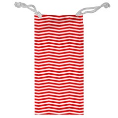 Christmas Red And White Chevron Stripes Jewelry Bag by PodArtist