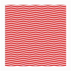 Christmas Red And White Chevron Stripes Medium Glasses Cloth (2-side) by PodArtist