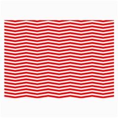 Christmas Red And White Chevron Stripes Large Glasses Cloth (2-side) by PodArtist