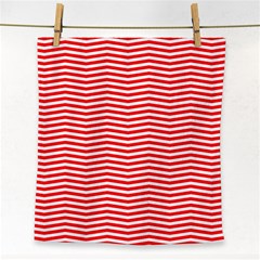 Christmas Red And White Chevron Stripes Face Towel by PodArtist