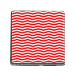 Christmas Red And White Chevron Stripes Memory Card Reader (square) by PodArtist