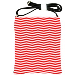 Christmas Red And White Chevron Stripes Shoulder Sling Bags