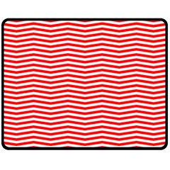 Christmas Red And White Chevron Stripes Fleece Blanket (medium)  by PodArtist