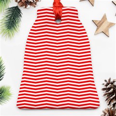 Christmas Red And White Chevron Stripes Bell Ornament (two Sides) by PodArtist