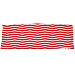 Christmas Red And White Chevron Stripes Body Pillow Case Dakimakura (two Sides) by PodArtist