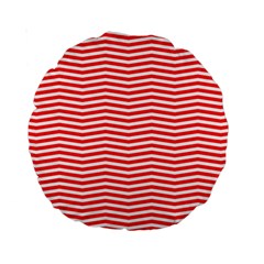 Christmas Red And White Chevron Stripes Standard 15  Premium Round Cushions by PodArtist