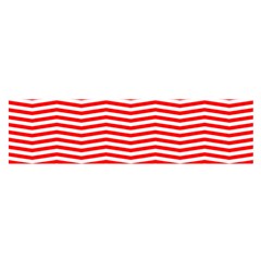 Christmas Red And White Chevron Stripes Satin Scarf (oblong) by PodArtist