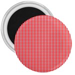 Small Snow White and Christmas Red Gingham Check Plaid 3  Magnets Front